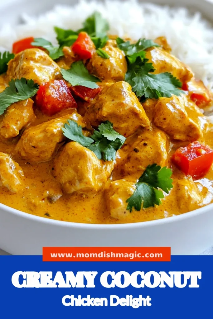 Indulge in the flavors of India with this Creamy Coconut Chicken Tikka Masala! This easy Chicken Tikka Masala Recipe combines tender chicken, rich coconut milk, and aromatic spices for a delicious Coconut Milk Chicken Curry that's perfect for weeknight dinners. Enjoy this Indian Curry with Coconut Milk served over basmati rice or naan. Try this recipe today for a taste sensation! Save and share! #CoconutChickenTikka #EasyTikkaMasala #IndianCurry #RecipeIdeas