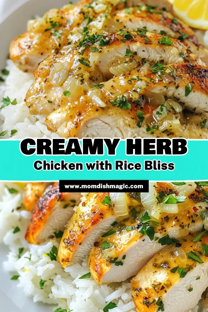 Indulge in this creamy herb chicken recipe that's sure to delight! This basmati rice dish features tender, herb-infused chicken simmered in a rich cream sauce, making it an easy creamy chicken dinner for busy nights. Perfect as a comforting chicken and rice recipe, serve this delicious meal over fluffy basmati rice for a satisfying dinner. Try it out and save the pin for later! #CreamyHerbChicken #BasmatiRiceDish #EasyDinner #ChickenAndRiceRecipe