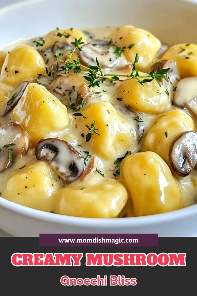 Indulge in this creamy mushroom gnocchi recipe that's perfect for a cozy dinner! This easy mushroom pasta features tender potato gnocchi tossed in a rich cream sauce, making it a delightful vegetarian gnocchi dish. With just a few simple steps, you can have a delicious meal ready in 25 minutes. Don’t forget to save this recipe for your next dinner! #CreamyMushroomGnocchi #EasyMushroomPasta #PotatoGnocchiRecipes #VegetarianGnocchiDish