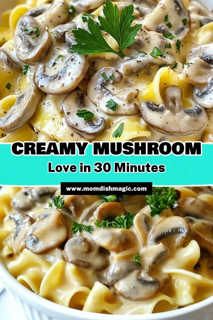 Indulge in the ultimate comfort food with this Creamy Mushroom Stroganoff! This easy mushroom pasta recipe features wide egg noodles, sautéed mushrooms, and a rich, creamy sauce, perfect for a quick weeknight dinner. Plus, try our Vegan Mushroom Stroganoff option for a plant-based delight! Celebrate flavor and simplicity—save this recipe and enjoy a delicious meal tonight! #MushroomStroganoff #EasyPasta #VeganRecipes #PlantBasedCooking