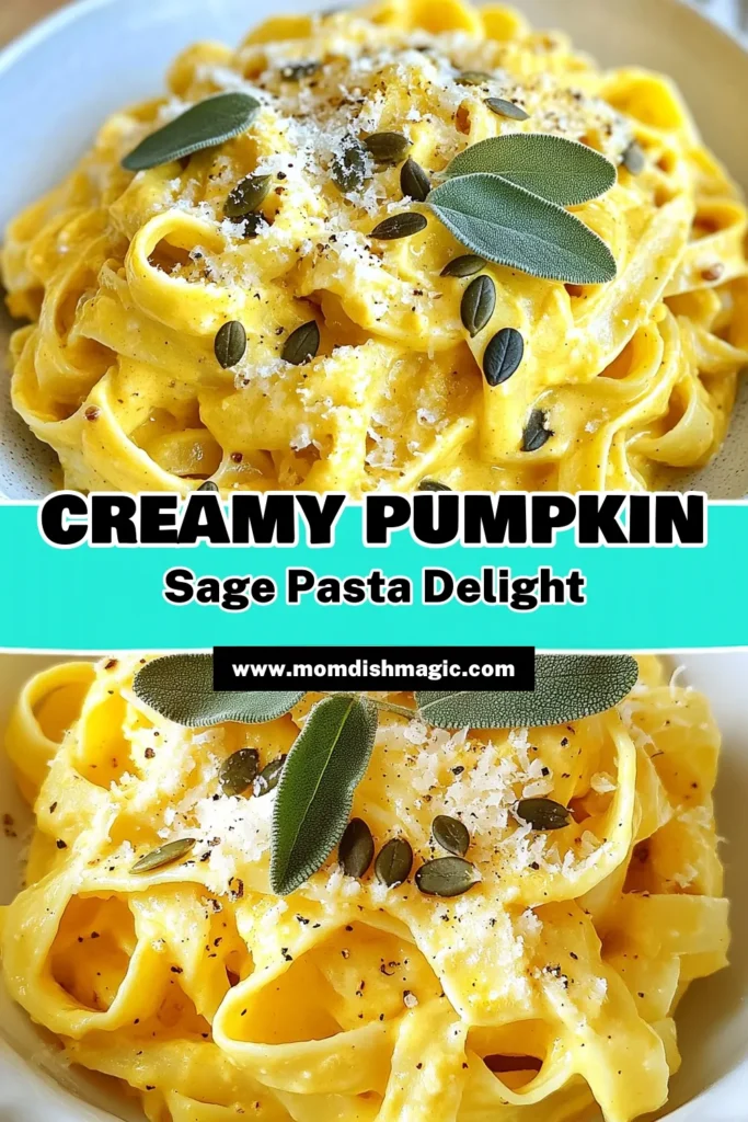 Indulge in this creamy pumpkin sage pasta, the ultimate fall comfort food! This pumpkin fettuccine recipe features a rich vegan pumpkin pasta sauce, making it perfect for cozy dinners. Easy creamy pasta recipes like this one are a must-try this season. Ready in just 30 minutes, it’s deliciously satisfying and sure to impress! Save this recipe and bring the flavors of fall to your table today. #CreamyPumpkinSagePasta #FallPastaDishes #EasyCreamyPastaRecipes #VeganPumpkinPastaSauce