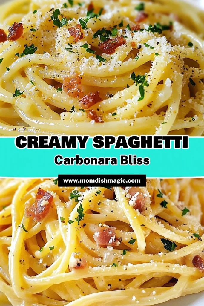 Discover the ultimate spaghetti carbonara recipe that's both creamy and satisfying! This easy carbonara with pancetta will elevate your weeknight dinner in just 25 minutes. Using fresh ingredients, learn how to create a homemade pasta carbonara that impresses every time. Don’t miss out on this garlic parmesan spaghetti recipe that promises to become a family favorite. Save this recipe and bring Italian flavors to your table tonight! #SpaghettiCarbonara #PastaRecipe #ItalianCuisine #DeliciousMeals