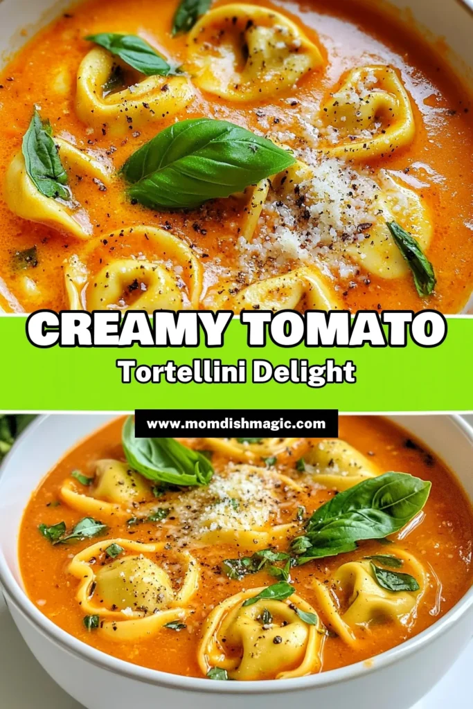 Warm up with this delicious Creamy Tomato Tortellini Soup, an easy tortellini soup recipe perfect for comfort food lovers. This homemade tomato soup is vegetarian and packed with flavor, making it a wholesome choice for any meal. Ready in just 30 minutes, it's a cozy dinner idea you'll want to save for later. Discover the joy of a comforting bowl today! #ComfortFood #TortelliniSoup #VegetarianRecipes #SoupSeason