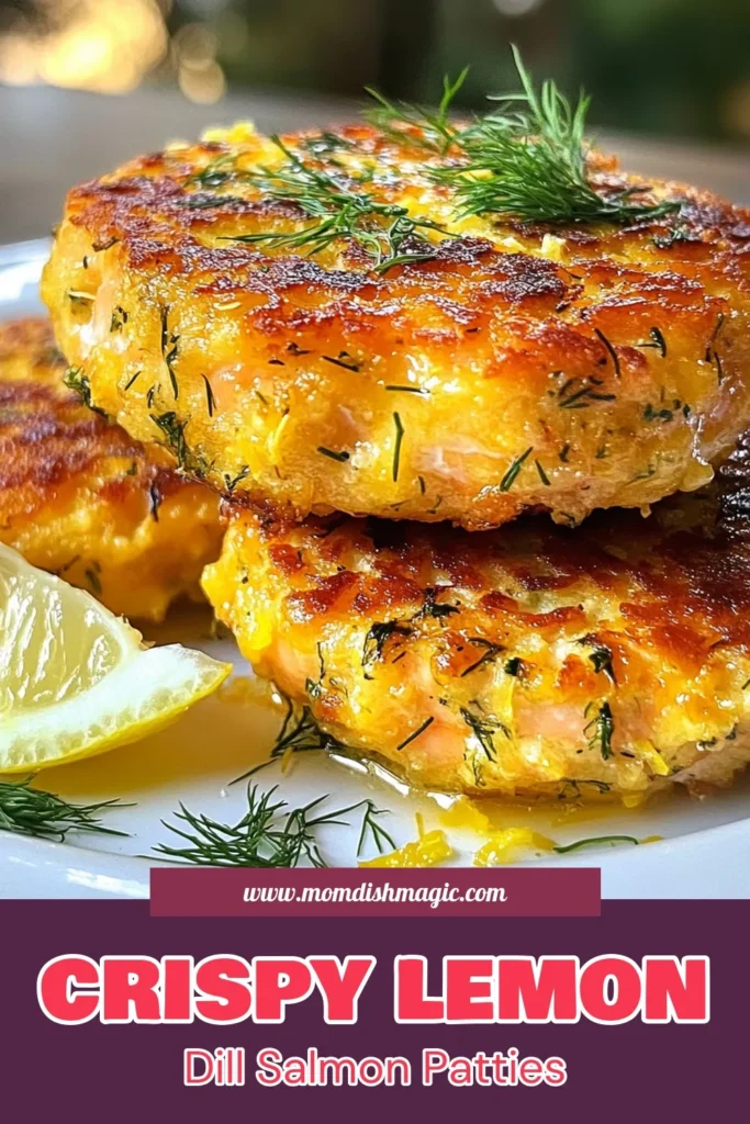 Discover a delicious and healthy meal with these Lemon Dill Salmon Patties. This easy salmon burger recipe features tender salmon, zesty lemon, and fresh dill, making it ideal for any occasion. Learn how to make salmon patties in just 30 minutes for a nutritious dinner that everyone will love. Bake or fry your patties for a delightful feast. Try these baked salmon patties with dill now! Save this recipe for later! #HealthySalmonRecipes #EasySalmonBurger #SalmonPatties #LemonDillPatties