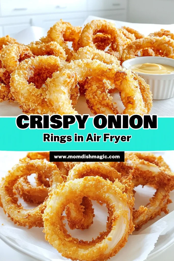 Indulge in the ultimate snack with these Crispy Onion Rings Delight! Perfectly seasoned and air-fried for a crunchy finish, these easy-to-make onion rings are a crowd favorite. With just simple ingredients and a few steps, you'll have a tasty treat that's ideal for parties or movie nights. Click through for the full recipe and impress your family and friends today! #CrispyOnionRings #AirFryerRecipes #SnackIdeas #YummyEats