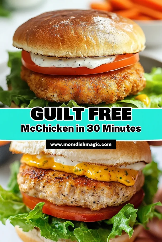 Indulge in a guilt-free meal with this tasty low-calorie chicken burger! Our healthy McChicken recipe features ground chicken and whole wheat buns, combined with a light sandwich sauce made from Greek yogurt and mayonnaise. Perfect for lunch or dinner, this delicious ground chicken sandwich is easy to make and incredibly satisfying. Click to save this wholesome option and enjoy a flavorful bite that won't break your calorie bank! #LowCalorieBurger #HealthyRecipes #GroundChicken #WholeWheatBurger