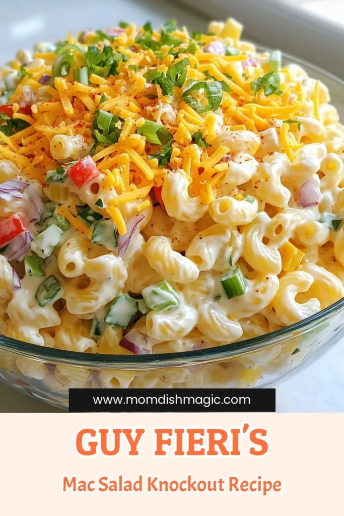 Discover the deliciousness of Guy Fieri's macaroni salad! This rockin' macaroni salad recipe is the ultimate creamy macaroni salad, perfect for summer gatherings. With easy steps and fresh ingredients, you can impress your guests with this delightful easy pasta salad. Chill it and serve as a side dish or main event! Save this recipe for your next summer feast! #GuyFieriMacaroniSalad #SummerSaladRecipes #EasyPastaSalad #MacaroniSaladRecipe