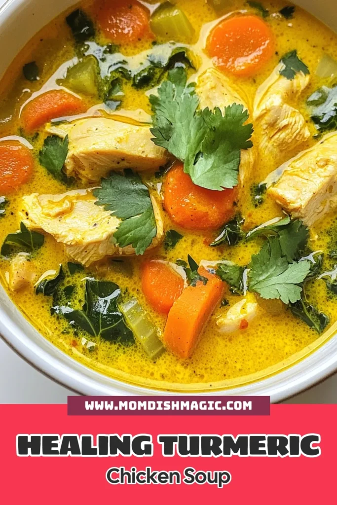 Discover the goodness of Turmeric Chicken Anti-Inflammatory Soup, an immune-boosting soup recipe that's both delicious and healthy! This turmeric chicken soup features tender chicken, vibrant veggies, and nourishing coconut milk for a comforting meal. Perfect for chilly days, it's an easy anti-inflammatory soup recipe your family will love. Don't miss out—try this healthy turmeric chicken soup today! Save and share to inspire others! #TurmericChickenSoup #AntiInflammatorySoup #HealthyTurmericChicken #CoconutMilkChickenSoup