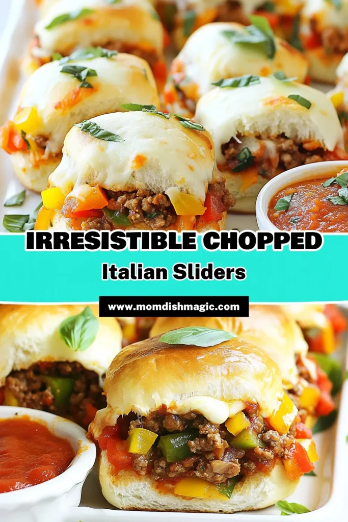 Try this mouthwatering chopped Italian sliders recipe that combines ground beef and Italian sausage with melty mozzarella cheese and tangy marinara sauce. These easy Italian sliders are perfect for any gathering, featuring savory veggies and a burst of flavor. They're simple to make and guaranteed to impress your guests. Don't miss out on these delicious mozzarella cheese sliders! Save this recipe for your next party! #ItalianSliders #EasyRecipes #PartyFood #SliderRecipes
