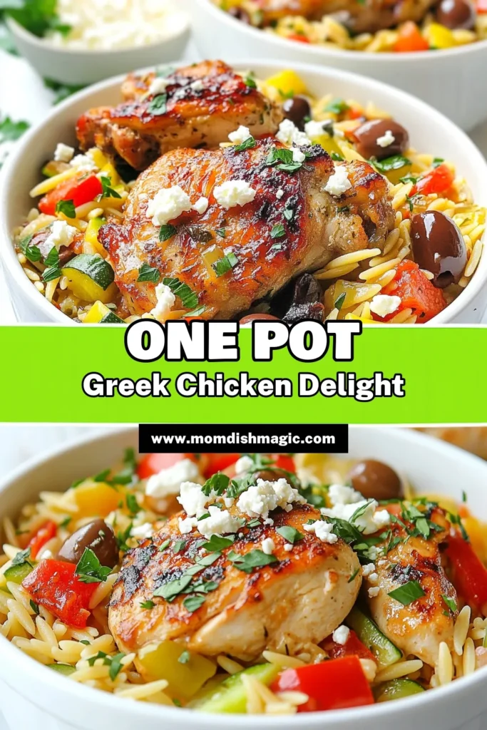 Looking for a quick and delicious dinner? This One Pot Greek Chicken Orzo recipe is the perfect solution! Packed with flavor, this Mediterranean chicken dish combines tender chicken, orzo pasta, and fresh veggies in just one pot. Ideal for busy weeknights, this healthy orzo recipe is an easy chicken pasta recipe that your family will love. Try it today and save for later! #GreekChickenOrzo #OnePotMeals #HealthyOrzoRecipes #EasyChickenPasta