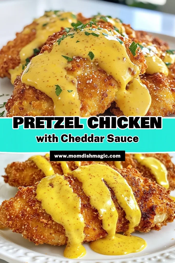 Elevate your dinner with this delicious Pretzel Crusted Chicken paired with a rich Mustard Cheddar Sauce. This crispy chicken recipe is not only easy to make but will wow your family with its unique flavors. Perfect for a quick and satisfying easy chicken dinner, serve it drizzled with homemade cheddar cheese sauce for an unforgettable meal. Save this recipe for a tasty night in! #PretzelCrustedChicken #MustardCheddarSauce #EasyChickenDinner #CrispyChickenRecipe