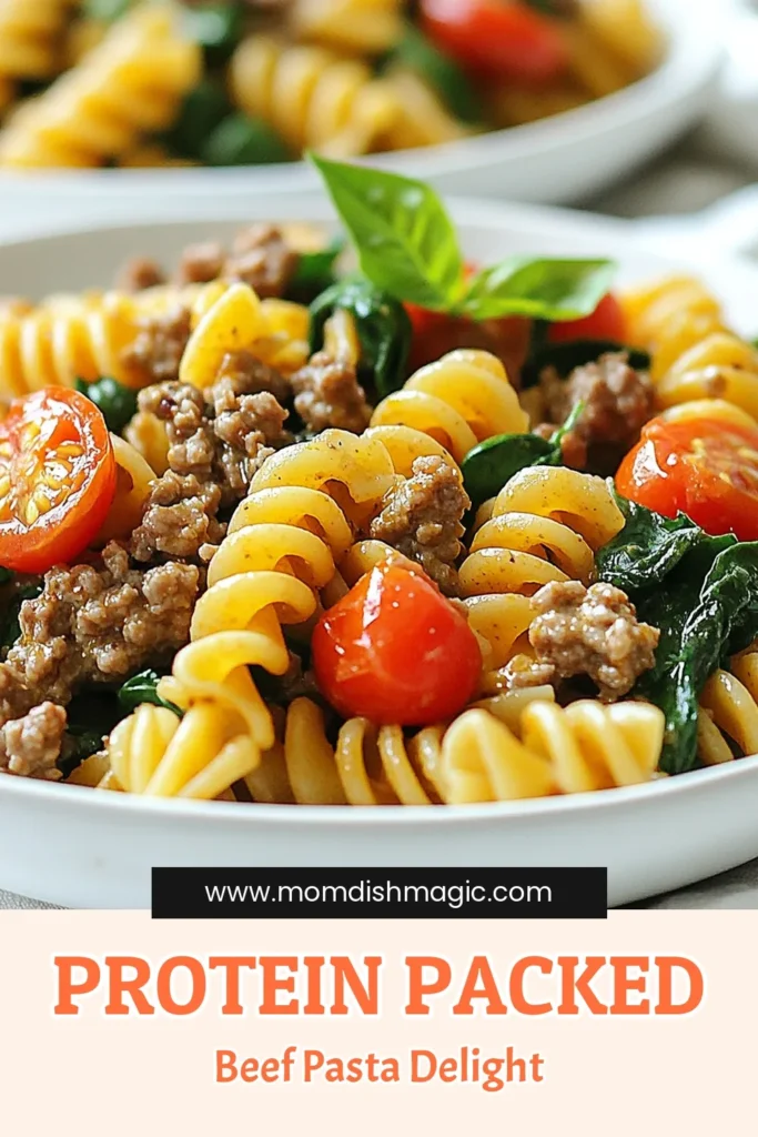 Looking for a delicious and nutritious meal? Try this high protein beef pasta recipe! Packed with lean ground beef, creamy cottage cheese, and vibrant spinach, this whole wheat pasta recipe is perfect for a healthy dinner. Easy to make in just 30 minutes, this spinach tomato pasta recipe will satisfy your cravings while keeping you energized. Don't miss out on this tasty dish—save it for later! #HighProteinBeefPasta #LeanGroundBeefDishes #WholeWheatPastaRecipe #CottageCheesePasta