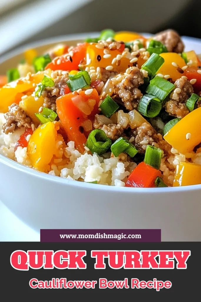 Discover a delicious Turkey Cauliflower Rice Bowl that's perfect for your healthy meal prep! Packed with flavors and nutrients, this dish features ground turkey and cauliflower rice, making it a fantastic low-carb meal option. Explore easy-to-follow steps for this healthy turkey recipe that fits perfectly into your weeknight dinner rotation. Save this recipe today for a quick, nutritious meal any time! #TurkeyCauliflowerRiceBowl #HealthyTurkeyRecipes #CauliflowerRiceDishes #LowCarbMealPrep