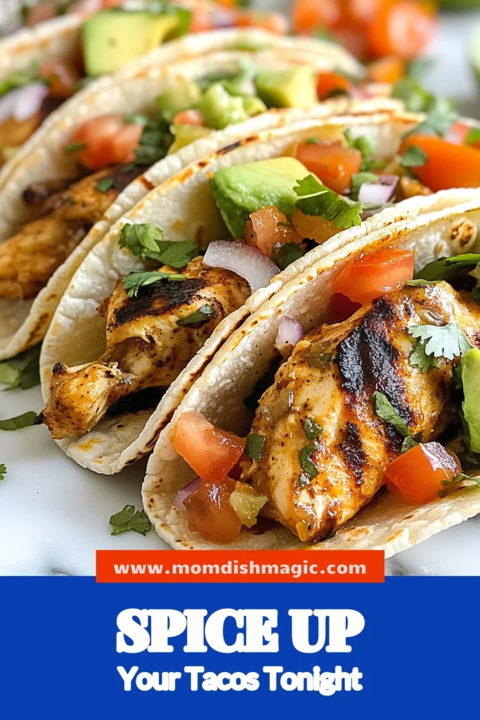 Indulge in the bold flavors of fiery chipotle chicken tacos with this easy street tacos recipe! Perfectly marinated grilled chicken tacos are packed with smoky spices that elevate any meal. This chipotle chicken marinade ensures juicy chicken, and with simple toppings like avocado and fresh cilantro, your tacos are a hit. Try this easy taco recipe today and spice up your dinner! Save for later! #ChipotleTacos #TacoRecipe #StreetTacos #EasyRecipes
