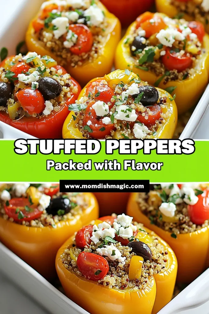 Discover the perfect Greek stuffed peppers recipe that combines vibrant flavors and healthy ingredients! These Mediterranean quinoa dishes are not only delicious but also vegan stuffed bell peppers packed with nutrition. Try baking bell peppers with feta for a delightful twist on healthy Greek cuisine. Perfect for meal prep or a family dinner, you'll love this easy recipe. Save it now and bring a taste of Greece to your table! #GreekStuffedPeppers #VeganRecipe #HealthyEating #MediterraneanCuisine