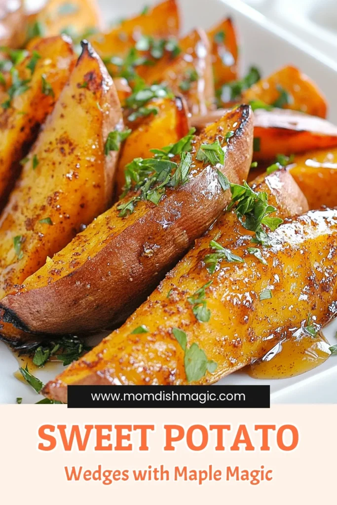 Transform your snack game with these delicious maple glazed sweet potatoes! This sweet potato wedges recipe features crispy baked sweet potato wedges, drizzled with rich maple syrup and fragrant cinnamon, making them the perfect healthy sweet potato fries. Easy to make and bursting with flavor, these cinnamon maple sweet potatoes are a must-try! Save this recipe for a tasty treat today! #SweetPotatoWedges #HealthyFries #MapleGlazedSweetPotatoes #BakedSweetPotatoWedges