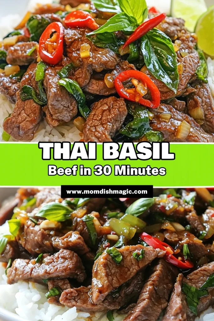 Discover this delicious Thai basil beef recipe that makes an easy Thai beef stir-fry in just 30 minutes! Perfect for a quick weeknight dinner, this authentic Thai basil beef served with jasmine rice will become a family favorite. With simple ingredients and a burst of flavor from fresh basil, it’s both satisfying and simple. Save this recipe for your next meal and impress your loved ones! #ThaiBasilBeef #EasyDinner #StirFry #JasmineRice