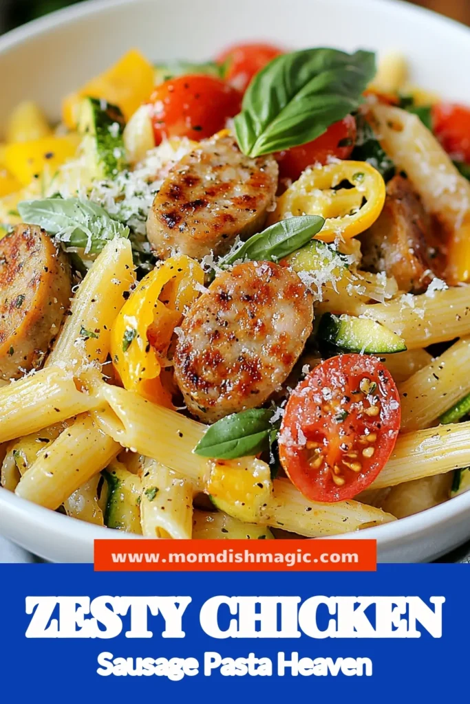 Looking for a delicious and quick weeknight meal? Try these Zesty Chicken Sausage Pasta Bowls! This healthy pasta bowl recipe features savory chicken sausages, fresh veggies, and penne pasta, making it one of the best easy chicken sausage recipes you'll ever make. Perfect for busy evenings, this Italian pasta dish will satisfy your cravings and keep you energized. Save this recipe for your next meal! #HealthyPastaBowls #EasyChickenSausageRecipes #QuickWeeknightMeals #ItalianPastaDishes