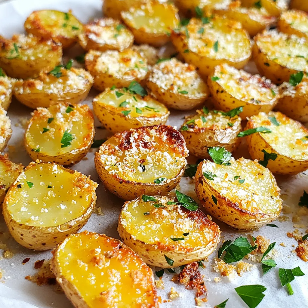 To make Air Fryer Crispy Parmesan Potatoes, you need simple and fresh ingredients. Here’s what you will gather: - 2 pounds baby potatoes, halved - 3 tablespoons olive oil - 1 teaspoon garlic powder - 1 teaspoon onion powder - 1 teaspoon paprika - ½ teaspoon dried oregano - Salt and pepper to taste - ½ cup grated Parmesan cheese - Fresh parsley, chopped (for garnish) These ingredients are key to a tasty dish. The baby potatoes give a soft inside and a crispy outside. Olive oil helps the spices stick and adds rich flavor. Garlic powder and onion powder bring depth. Paprika gives a warm, smoky taste. Oregano adds a nice herbal note. The Parmesan cheese is what makes these potatoes extra special. It melts and creates a crispy layer. Don’t forget fresh parsley for a pop of color! {{ingredient_image_1}} Start by preheating your air fryer to 400°F (200°C). This step helps cook the potatoes evenly and makes them crispy. Preheating only takes a few minutes. Next, take 2 pounds of baby potatoes and cut them in half. In a large mixing bowl, add the halved potatoes. Pour in 3 tablespoons of olive oil. Then, sprinkle in 1 teaspoon each of garlic powder, onion powder, and paprika. Add ½ teaspoon of dried oregano. Don’t forget salt and pepper to taste. Toss everything well until the potatoes are fully coated. After the potatoes are coated, add ½ cup of grated Parmesan cheese. Gently mix again. This cheese adds a rich flavor and a lovely crisp when cooked. Now, it's time to cook! Place the seasoned potatoes in the air fryer basket. Make sure they are in a single layer. Do not overcrowd the basket. If your air fryer is small, cook in batches. Set the timer for 15-20 minutes. Remember to shake the basket halfway through cooking. This action helps them brown evenly. Check for a golden color and crispiness before taking them out. Once the potatoes are cooked, carefully remove them from the air fryer. Sprinkle some chopped fresh parsley on top for color and freshness. Serve these crispy Parmesan potatoes warm. They make a great side dish or snack! To get your potatoes super crispy, start by soaking them. Soak the halved baby potatoes in cold water for about 30 minutes. This helps remove excess starch, which makes them crispier. After soaking, dry them thoroughly with a towel. Use a little more olive oil if needed to coat the potatoes well. The oil helps to achieve that golden crunch. Remember to shake the basket halfway through cooking. This ensures all sides get crispy and brown. You can change the flavor by mixing up the seasonings. If you love heat, add cayenne pepper or chili powder for a kick. For a fresh taste, use fresh herbs like rosemary or thyme. You can even swap out the garlic powder for fresh minced garlic for a bolder flavor. Try adding lemon zest for a bright twist. The options are endless, so feel free to get creative with your favorite spices! Air frying works best in smaller batches. If you overcrowd the basket, the heat can't circulate well. This means your potatoes won't cook evenly. Always preheat your air fryer to 400°F. This helps create that perfect crisp on the outside. Keep an eye on cooking time, as different air fryers may vary. If your potatoes are not golden after 15-20 minutes, give them a few more minutes. The goal is to get them crispy and delicious! Pro Tips Choose the Right Potatoes: For the best texture, use waxy potatoes like baby Yukon Gold or red potatoes, as they hold their shape well and become wonderfully crispy. Don’t Skip the Preheating: Preheating your air fryer is crucial for achieving that crispy exterior. It ensures the potatoes start cooking immediately upon contact with the hot air. Batch Cooking: Avoid overcrowding the air fryer basket. Cooking in batches allows for better airflow, which results in evenly cooked and crispy potatoes. Experiment with Seasonings: Feel free to adjust the spices based on your preference. Adding herbs like rosemary or thyme can elevate the flavor profile of your crispy Parmesan potatoes. {{image_2}} You can change the flavor of your crispy Parmesan potatoes by adding herbs and spices. Fresh herbs like thyme or rosemary add a nice touch. Just chop them up and add them to the potatoes. You can also try adding a pinch of cumin or coriander for a unique flavor. Experiment with what you love. If you want to switch up the cheese, there are many options. Cheddar cheese gives a rich taste. You can also use Pecorino Romano for a sharper flavor. Vegan cheese works too if you want a dairy-free version. Just remember to adjust the amount based on the cheese type so that it sticks well. For those who like heat, adding spice is easy. You can mix in cayenne pepper or red pepper flakes with the other seasonings. If you enjoy a smoky flavor, try smoked paprika. It adds both spice and richness. Just be careful with the amount; a little goes a long way! To keep your crispy Parmesan potatoes fresh, let them cool first. Place them in an airtight container. You can store them in the fridge for up to three days. Make sure to keep the container tightly closed. This will help keep them from getting soggy. To reheat your leftover potatoes, use the air fryer for best results. Preheat it to 350°F (175°C). Place the potatoes in the basket in a single layer. Heat them for about 5 to 8 minutes. Shake the basket halfway through for even warmth. This method helps regain some of their crispiness. You can freeze these potatoes if you want to store them longer. Let them cool completely. Place them on a baking sheet in a single layer. Freeze them for about two hours until firm. Then, transfer them to a freezer-safe bag or container. They can last up to three months. When ready to eat, reheat directly from the freezer in the air fryer. Yes, you can use larger potatoes. However, cut them into smaller pieces. Aim for bite-sized chunks. This helps them cook evenly and get crispy. Larger pieces need more time to cook. You can use nutritional yeast for a cheese-like flavor. Grated vegan cheese also works well. If you want a nutty taste, try using ground cashews. These options will give you a tasty result without dairy. To make these potatoes vegan, simply skip the Parmesan cheese. Use nutritional yeast instead for flavor. You can also try vegan cheese or a mix of spices. This way, you keep the taste while making it plant-based. If your potatoes are not crispy, check a few things. First, make sure they are not overcrowded in the air fryer. Give them space to cook. Second, ensure they are well coated with oil and seasoning. Lastly, shake the basket halfway through cooking. This helps them brown evenly. This blog post covers how to make crispy air-fried potatoes. We reviewed key ingredients, step-by-step cooking instructions, and tips for the best result. Crispiness and seasoning options can elevate the dish. You can also store leftovers easily or make fun variations. Remember to experiment and adjust to your taste. Enjoy the process and find what you love most about your air-fried potatoes! Happy cooking!