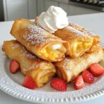 Here’s what you need to make these delicious strawberry cheesecake eggrolls. Gather these simple ingredients for a sweet treat. - 1 cup fresh strawberries, hulled and diced - 2 tablespoons sugar - 1 teaspoon lemon juice - 8 oz cream cheese, softened - 1/4 cup powdered sugar - 1 teaspoon vanilla extract - 10 eggroll wrappers - Oil for frying - Whipped cream, for serving - Additional powdered sugar, for dusting Each ingredient plays a key role. The fresh strawberries give a sweet, fruity flavor. Sugar enhances the natural sweetness. Lemon juice adds a nice zing. Cream cheese creates a creamy filling and pairs well with powdered sugar. The vanilla extract adds warmth. Eggroll wrappers are the perfect crunchy shell. Using oil for frying gives that crispy texture that everyone loves. Finally, whipped cream and powdered sugar make for a great finishing touch. You can mix and match to suit your taste! {{ingredient_image_1}} First, grab a bowl. Add 1 cup of diced strawberries, 2 tablespoons of sugar, and 1 teaspoon of lemon juice. Mix them well. Let this sit for about 10 minutes. This step lets the flavors blend and creates a sweet syrup. You will notice the strawberries become juicy and flavorful. This mixture is key to your delicious filling. In another bowl, mix 8 ounces of softened cream cheese, 1/4 cup of powdered sugar, and 1 teaspoon of vanilla extract. Stir until it is smooth and creamy. This will be the rich part of your filling. Taste it to make sure it’s sweet enough. Adjust if needed by adding more powdered sugar. You want it to be rich and creamy. Now, lay out an eggroll wrapper on a clean surface. Make sure one corner points towards you. Place about 2 tablespoons of the cream cheese mixture in the center. Then, add 1 tablespoon of the strawberry mixture on top. Fold the bottom corner over the filling. Next, fold in the sides. Roll it up tightly. Seal the top corner with a little water. This helps keep the filling inside. Repeat this with the rest of the wrappers and filling. Heat oil in a deep fryer or a large pan. You want the oil to reach 350°F (175°C). Carefully place the eggrolls in the hot oil. Fry them for 3-4 minutes on each side. They should turn golden brown and crispy. Use a slotted spoon to remove them. Place the fried eggrolls on paper towels to drain any excess oil. Dust with powdered sugar before serving. Enjoy them warm with whipped cream for dipping! To make the best filling, start by adjusting the sweetness. You might like it sweeter or less sweet. Add more sugar or less based on your taste. The lemon juice adds a nice zing and helps balance the flavors. To prevent sogginess, let the strawberry mixture sit. This creates a syrup that makes the filling juicy but not too wet. If the filling is too juicy, your eggrolls may break or get soggy. You can fry or bake your eggrolls. Frying gives a crispy, golden outside in a short time. It will take about 3-4 minutes per side. The oil needs to be hot, around 350°F (175°C). Baking is a healthier option. Preheat your oven to 400°F (200°C) and bake for about 15-20 minutes. Brush the eggrolls with a little oil for a crispy finish. Both methods work well; just choose what you prefer! To serve your eggrolls, try topping them with whipped cream. This adds a rich, creamy flavor. You can also dust them with powdered sugar for a sweet touch. For fun, serve with chocolate sauce or fresh fruit on the side. This gives your guests options and makes it feel extra special. Enjoy experimenting with different toppings! Pro Tips Use Fresh Strawberries: The quality of strawberries significantly affects the flavor of your eggrolls. Choose ripe, sweet strawberries for the best results. Seal Properly: Make sure to seal the eggrolls tightly to prevent the filling from leaking during frying. Use a little water on the edges of the wrapper for a better seal. Monitor Oil Temperature: Keeping the oil at the right temperature (350°F) is crucial for achieving crispy eggrolls. Use a thermometer to maintain the heat. Serve Immediately: These eggrolls are best enjoyed fresh and warm. Serve them right after frying for the best texture and flavor. {{image_2}} You can switch out strawberries for other fruits. Raspberries, blueberries, or blackberries work great. Each fruit brings its own taste and texture. For a tropical twist, try mango or pineapple. Just remember to adjust the sugar based on the fruit's sweetness. Want a lighter version? Use lower-fat cream cheese. It cuts calories but keeps flavor. You can also bake the eggrolls instead of frying them. Brush them with a little oil and bake at 400°F until golden brown. This way, you enjoy a crispy treat with less grease. You can spice up the cream cheese filling, too! Mix in some chocolate or mint for a fun twist. A touch of citrus zest adds a refreshing kick. Each flavor change keeps the recipe exciting and fun. Feel free to experiment! To keep your eggrolls fresh, store them in the fridge. Place them in an airtight container. This helps keep them crispy for up to three days. When you're ready to eat, reheat them in the oven. Set the oven to 350°F (175°C) and bake for 10-12 minutes. This method keeps the outer layer crunchy. You can freeze eggrolls to enjoy later. For the best results, freeze them before frying. Lay the uncooked eggrolls on a baking sheet. Make sure they don’t touch each other. Freeze them for about two hours until firm. Then, transfer them to a freezer bag. They will keep for about three months. If you already fried them, you can still freeze them! Just let them cool completely. Then, follow the same steps. When you want to eat them, bake the frozen eggrolls directly in the oven. Cook at 350°F (175°C) for about 15-20 minutes. They will be warm and crispy when done. You can try several options if you want a substitute for cream cheese. Here are some ideas: - Greek yogurt: It’s creamy and tangy. Use plain for the best flavor. - Cottage cheese: Blend it until smooth for a similar texture. - Silken tofu: Perfect for a dairy-free option. Blend until creamy. - Ricotta cheese: It has a nice texture and mild flavor. These substitutes can lower calories or fit dietary needs while keeping the taste enjoyable. Yes, you can bake strawberry cheesecake eggrolls! Here’s how: 1. Preheat your oven to 375°F (190°C). 2. Place the filled eggrolls on a baking sheet lined with parchment paper. 3. Lightly spray or brush the eggrolls with oil. This helps them crisp up. 4. Bake for 15-20 minutes or until golden brown. Flip them halfway through for even cooking. Baking is a healthier option and still gives a nice crunch. Strawberry cheesecake eggrolls taste best fresh. However, you can store them: - In the fridge: Keep them in an airtight container for up to 2 days. - In the freezer: Freeze for up to 3 months. Let them cool before wrapping tightly. For the best taste and texture, enjoy them soon after making. Definitely! You can prep these eggrolls ahead of time: - Assemble the eggrolls: Fill and roll them a few hours before you fry or bake. - Store in the fridge: Keep them covered to avoid drying out. - Cook later: Just fry or bake them when you’re ready to serve. This saves time and makes serving easy, especially for parties! You learned how to make delicious strawberry cheesecake eggrolls. We covered the key ingredients, like fresh strawberries and cream cheese, and went through step-by-step instructions. I shared tips for the best cooking methods, ways to store leftovers, and fun variations to try. I hope this recipe inspires your creativity in the kitchen. Enjoy making these treats for family and friends!