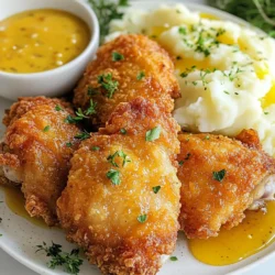 - 4 boneless, skinless chicken thighs - 1 cup buttermilk - 1 tablespoon Dijon mustard - 1 teaspoon garlic powder - 1 teaspoon paprika - 1 teaspoon onion powder - ½ teaspoon cayenne pepper (optional for heat) - Salt and pepper to taste - 1 cup all-purpose flour - ½ cup cornstarch - 1 tablespoon baking powder - ½ teaspoon dried thyme - ½ teaspoon smoked paprika - Vegetable oil for frying These main ingredients create a flavorful and tender chicken. The buttermilk helps to marinate the chicken, making it juicy and soft. The spices add depth, while the flour and cornstarch make a crunchy coating. - Fresh herbs like parsley or thyme for garnish - Honey mustard or ranch dressing for dipping - Lemon zest for a fresh kick - Hot sauce for more heat Adding these ingredients boosts the taste. Fresh herbs enhance the dish’s look and flavor. Dipping sauces add fun options for serving. - Chicken breasts can replace thighs for leaner meat. - Almond milk or yogurt can replace buttermilk. - Gluten-free flour can substitute all-purpose flour. - Smoked paprika can be switched with regular paprika. These substitutions allow for different diets or preferences. They still keep the dish tasty and enjoyable. Feel free to experiment with flavors you love! {{ingredient_image_1}} To start making Melt-In-Your-Mouth Chicken, you need to marinate the chicken. In a big bowl, mix together the buttermilk, Dijon mustard, garlic powder, paprika, onion powder, cayenne pepper, salt, and pepper. Whisk these ingredients well until they blend nicely. Next, add the chicken thighs to the bowl. Make sure they are fully coated in the marinade. Cover the bowl with plastic wrap and put it in the fridge for at least one hour. For the best taste, let it marinate overnight. While the chicken soaks, it's time to prepare the coating. In a clean bowl, combine the all-purpose flour, cornstarch, baking powder, dried thyme, smoked paprika, and a pinch of salt. Mix these together well. This blend will give your chicken a crispy, flavorful crust. Make sure there are no lumps in the mixture. Now, we're ready to cook! Heat about one inch of vegetable oil in a deep skillet or frying pan over medium-high heat. Wait until the oil reaches about 350°F (175°C). Once the oil is hot, take the marinated chicken out of the fridge. Remove each thigh from the buttermilk mixture, letting any extra drip off. Then, dredge the chicken in the flour mixture, pressing down hard. This will help the coating stick better. Carefully place the chicken in the hot oil. Don’t crowd the pan; cook in batches if needed. Fry each piece for about 6-7 minutes on each side. The chicken should turn golden brown, and the inside must reach 165°F (75°C). After frying, transfer the chicken to a paper towel-lined plate. This helps soak up any extra oil. Let the chicken rest for about 5 minutes, then it’s ready to enjoy! To make your chicken tender, you must marinate it well. Use buttermilk mixed with Dijon mustard, garlic powder, and spices. Let the chicken sit in this mix for at least one hour. For best results, marinate overnight. This allows the flavors to seep in and keeps the meat juicy. When coating the chicken, ensure it is dry before dredging. After marinating, let excess buttermilk drip off. Then, press the chicken into the flour mixture firmly. This helps the coating stick better. For an extra crunchy bite, double-coat by repeating the dredging process. Frying needs the right oil temperature. Heat oil to about 350°F (175°C). If it's too hot, the outside cooks too fast, leaving the inside raw. If it's too cool, the chicken absorbs too much oil and becomes greasy. Fry in small batches. This keeps the oil temperature steady and ensures even cooking. Pro Tips Marinate Longer for Flavor: Allow the chicken to marinate overnight for the best flavor and tenderness. Use a Thermometer: Ensure the chicken is cooked to perfection by using a meat thermometer to check for an internal temperature of 165°F (75°C). Don’t Overcrowd the Pan: Fry the chicken in batches to maintain the oil temperature, ensuring a crispy coating. Let it Rest: Resting the chicken for a few minutes after frying helps retain its juiciness before serving. {{image_2}} You can change the flavor of your melt-in-your-mouth chicken by trying new marinades. Here are some ideas: - Honey Garlic: Mix honey, soy sauce, and minced garlic. - Lemon Herb: Use lemon juice, olive oil, and mixed herbs. - Spicy Chipotle: Blend chipotle peppers in adobo with lime juice. These marinades add unique tastes and keep the chicken juicy. You can cook this chicken in different ways. Baking gives a crispy skin without frying. Preheat the oven to 400°F (200°C). Place the coated chicken on a baking sheet. Bake for 25-30 minutes or until golden brown. Air frying is another great option. Set your air fryer to 375°F (190°C). Cook for about 15-20 minutes, flipping halfway. Both methods keep it tender and tasty. Adding herbs and spices can make your chicken even better. Consider these options: - Fresh Herbs: Use rosemary, basil, or cilantro for freshness. - Spice Blends: Try Cajun, Italian, or curry powder for a twist. - Zest: Add lemon or lime zest for a bright kick. Mix these enhancements into your marinade or sprinkle them on before cooking. After you make Melt-In-Your-Mouth Chicken, let it cool completely. Place the chicken in an airtight container. You can store it in the fridge for up to 3 days. Make sure to keep it covered to maintain its flavor and moisture. To reheat your chicken, use the oven for the best results. Preheat it to 350°F (175°C). Place the chicken on a baking sheet and cover it with foil. Heat for about 15-20 minutes or until warm. This method helps keep the chicken crispy on the outside and juicy inside. You can also microwave it, but it may lose some crispiness. If you want to keep your chicken longer, you can freeze it. Wrap each piece tightly in plastic wrap, then place them in a freezer bag. It can last up to 3 months in the freezer. When ready to eat, thaw it overnight in the fridge before reheating. This way, you’ll still enjoy that melt-in-your-mouth goodness! You can serve Melt-In-Your-Mouth Chicken with many tasty sides. Here are some ideas: - Creamy mashed potatoes - Steamed green beans - Roasted carrots - Coleslaw - Garlic bread These sides add flavor and balance to the meal. They also make your plate look nice and colorful. To check if the chicken is cooked, use a meat thermometer. Insert it into the thickest part of the thigh. The temperature should reach 165°F (75°C). This ensures that the chicken is safe to eat. If you don’t have a thermometer, cut into the chicken. The juices should run clear, and the meat should not be pink. Yes, you can make this recipe gluten-free! Use gluten-free flour and cornstarch for the coating. Many brands offer good gluten-free options. Check the labels to ensure they meet your needs. Make sure your buttermilk and other ingredients are also gluten-free. This way, you can enjoy Melt-In-Your-Mouth Chicken without worry. Melt-in-your-mouth chicken is a simple and tasty dish. We covered key ingredients, cooking steps, and many helpful tips. Think about trying different marinades and cooking methods for fun flavors. Store leftovers properly and enjoy them later without losing taste. Don’t forget, you can serve this chicken with a variety of sides. By following these steps, you will serve a dish that everyone will love. Enjoy your cooking adventure!