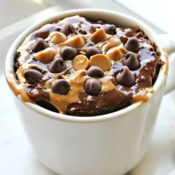 To make a Chocolate Peanut Butter Mug Cake, you need some simple ingredients. Here’s what you will need: - 4 tablespoons all-purpose flour - 4 tablespoons granulated sugar - 2 tablespoons unsweetened cocoa powder - 1/8 teaspoon baking powder - a pinch of salt - 3 tablespoons milk (dairy or non-dairy) - 2 tablespoons peanut butter - 2 tablespoons vegetable oil - 1/4 teaspoon vanilla extract - Optional: chocolate chips for extra indulgence These ingredients come together quickly to create a tasty treat. The flour gives the cake its structure, while the sugar adds sweetness. Cocoa powder brings in a deep chocolate flavor. Baking powder helps the cake rise, and salt balances the sweetness. Milk adds moisture to the cake. Peanut butter brings in a rich, nutty taste and creamy texture. Vegetable oil keeps the cake soft and tender. Finally, vanilla extract enhances all the flavors. If you love chocolate, add some chocolate chips. They melt and make the cake even more delicious. Each ingredient plays a key role in making this mug cake a quick and sweet delight. {{ingredient_image_1}} 1. Start by taking a microwave-safe mug. This will hold your cake and make it easy to eat. 2. In the mug, combine these dry ingredients: - 4 tablespoons all-purpose flour - 4 tablespoons granulated sugar - 2 tablespoons unsweetened cocoa powder - 1/8 teaspoon baking powder - a pinch of salt Mix them well with a fork until there are no lumps. This step is key for a smooth cake. 3. Next, add these wet ingredients to the dry mix: - 3 tablespoons milk (dairy or non-dairy) - 2 tablespoons peanut butter - 2 tablespoons vegetable oil - 1/4 teaspoon vanilla extract Use that same fork to whisk everything together. Aim for a smooth batter without clumps. 4. If you want extra chocolate goodness, stir in some chocolate chips. They will melt and make the cake even better. 1. Place the mug in your microwave. Cook it on high for 1 minute and 20 seconds. 2. Keep an eye on it. Microwave times can vary, so adjust the time as needed. 3. To check if it's done, gently press the top. It should spring back. If it’s still wet, microwave for a few more seconds. 1. After cooking, let the mug cake cool for about 1 minute. It will be hot, so be careful! 2. You can eat it straight from the mug. It’s fun and easy. 3. If you want to impress, transfer it to a plate. You’ll show off its fluffy texture and it looks great! 1. Over-mixing the batter: It is vital to mix just until combined. If you mix too much, the cake may become tough instead of soft and fluffy. You want a smooth batter with no lumps, but don’t overdo it. 2. Not monitoring microwave time: Each microwave is different. Start with the suggested time of 1 minute and 20 seconds. Check it at that mark. If it needs more time, do it in short bursts. This way, you avoid overcooking. - Suggestions for additional toppings: Top your mug cake with whipped cream, a scoop of ice cream, or a drizzle of chocolate syrup. You can also add nuts for crunch or fresh fruit for a pop of flavor. - Adjusting sweetness levels: If you prefer a less sweet cake, reduce the sugar by a tablespoon. You can also add a pinch of cinnamon for warmth, which complements the chocolate well. - Best types of microwave-safe mugs: Use a sturdy, microwave-safe mug that holds at least 12 ounces. This size allows the cake to rise without spilling over. Avoid mugs with metallic paint or designs. - Recommended mixing utensils: A simple fork is perfect for mixing. It helps combine the dry and wet ingredients easily. If you prefer, a small whisk works too, but keep it simple for quick cleanup. Pro Tips Don’t Overcook: Microwave times can vary significantly; start with 1 minute and 20 seconds, and check for doneness. The cake should be springy to the touch. Customize Your Flavor: Feel free to add a pinch of cinnamon or a dash of espresso powder for a unique twist on the classic chocolate and peanut butter combination! Make It Healthier: Substitute half of the all-purpose flour with whole wheat flour or almond flour for added nutrition without sacrificing taste. Serving Suggestions: Top your mug cake with a scoop of ice cream or a dollop of whipped cream for an indulgent dessert experience. {{image_2}} You can mix up the flavor of your Chocolate Peanut Butter Mug Cake in fun ways. Try using different nut butters, like almond or cashew butter. These can add unique tastes and creaminess. You can also play with flavorings. Add a few drops of peppermint extract for a minty twist. Or, try adding espresso powder for a rich coffee flavor. These simple swaps can elevate your mug cake to a whole new level. If you need gluten-free options, you can use almond flour or coconut flour instead of all-purpose flour. Both work well and keep the cake tasty. For a vegan version, replace the milk with almond or soy milk. You can also swap peanut butter for a nut-free spread like sunflower seed butter. These changes make the mug cake fit various diets without losing the yummy taste. You can easily scale this recipe for more servings. Just multiply the ingredients by the number of mugs you need. This is great for parties or family gatherings. If you want to make mini mug cakes, use smaller mugs. Adjust the cooking time to about 50 seconds. These cute, little treats are perfect for sharing or enjoying a personal dessert. To keep your chocolate peanut butter mug cake fresh, cover it tightly. You can use plastic wrap or a plate. This keeps the cake from drying out. Store it at room temperature for up to two days. If you put it in the fridge, it stays good for about four days. Just remember, the cake will lose some fluffiness over time. Yes, you can freeze the mug cake! To freeze, let it cool completely first. Wrap it in plastic wrap or foil. Place it in a freezer bag or airtight container. It can last for about one month in the freezer. When you're ready to enjoy it, remove it from the freezer. Let it thaw in the fridge for a few hours, or overnight. To reheat your mug cake, place it in the microwave. Heat it for about 20 to 30 seconds. Check to see if it’s warm enough. If not, heat it in short bursts. This warms it without drying it out. You can also add a splash of milk before reheating. This helps keep it moist and tasty. Enjoy your mug cake warm for the best flavor! A mug cake is a single-serving cake made in a mug. You mix the ingredients, cook it in a microwave, and enjoy it in minutes. Mug cakes are quick, easy, and perfect for satisfying sweet cravings. They come in many flavors, like chocolate peanut butter, which is rich and creamy. To make your mug cake rise, use fresh baking powder. Mixing the batter gently helps too. Avoid over-mixing, as it can make the cake dense. You can also add an extra teaspoon of milk to create a lighter texture. Make sure not to fill the mug too high. Leave space for the cake to expand while cooking. Yes, you can double the recipe. Use a larger mug to hold all the ingredients. Mix everything well, but be careful not to over-mix. You will need to cook it longer. Start with two minutes in the microwave, checking for doneness. If it's still wet, cook in 10 to 15-second bursts until it’s done. Mug cakes are quick and fun to make. We used simple ingredients and easy steps. Remember to mix well but not too much. Pay attention to your microwave time for the best results. Explore different flavors and dietary options to make it your own. Store leftovers properly to keep them fresh. With these tips, you can enjoy a delicious treat any time. Dive into mug cakes and let your creativity shine!