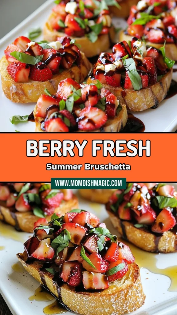 Delight your summer gatherings with this easy Strawberry Basil Bruschetta recipe! Perfect as a fresh strawberry appetizer, this bruschetta combines ripe strawberries, aromatic basil, and a drizzle of balsamic glaze for a burst of flavor. Ideal for any summer party appetizers, it's quick to prepare and sure to impress your guests. Get the full recipe and make your next event unforgettable! Save this for your next cookout! #StrawberryBasilBruschetta #EasyBruschettaRecipe #FreshStrawberryAppetizer #SummerPartyAppetizers