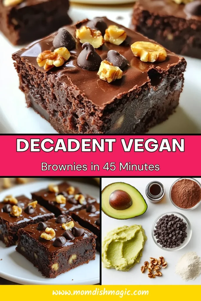 Indulge your sweet tooth with these delicious vegan chocolate brownies! This avocado brownies recipe combines healthy ingredients for a guilt-free treat. Made with ripe avocado, almond flour, and dairy-free chocolate chips, these gluten-free chocolate brownies are a fantastic choice for those seeking healthy dessert recipes. Perfect for any occasion, save this dairy-free brownie recipe for your next bake-off! #VeganDesserts #HealthyBaking #ChocolateLovers #GlutenFreeBaking
