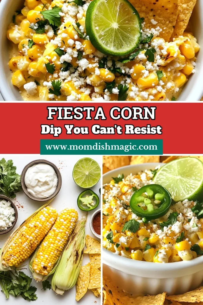 Discover the ultimate crowd-pleaser with this Fiesta Mexican Street Corn Dip! Perfect as a party dip, this Mexican corn dip recipe combines grilled corn, creamy cotija cheese, and zesty jalapeño for an unforgettable flavor. Easy to prepare in just 45 minutes, it's sure to be a hit at any gathering. Serve with crispy tortilla chips for a delicious snack everyone will love. Save this recipe now and elevate your next get-together! #MexicanCornDip #PartyDipRecipes #CotijaCheeseDip #GrilledCornDip
