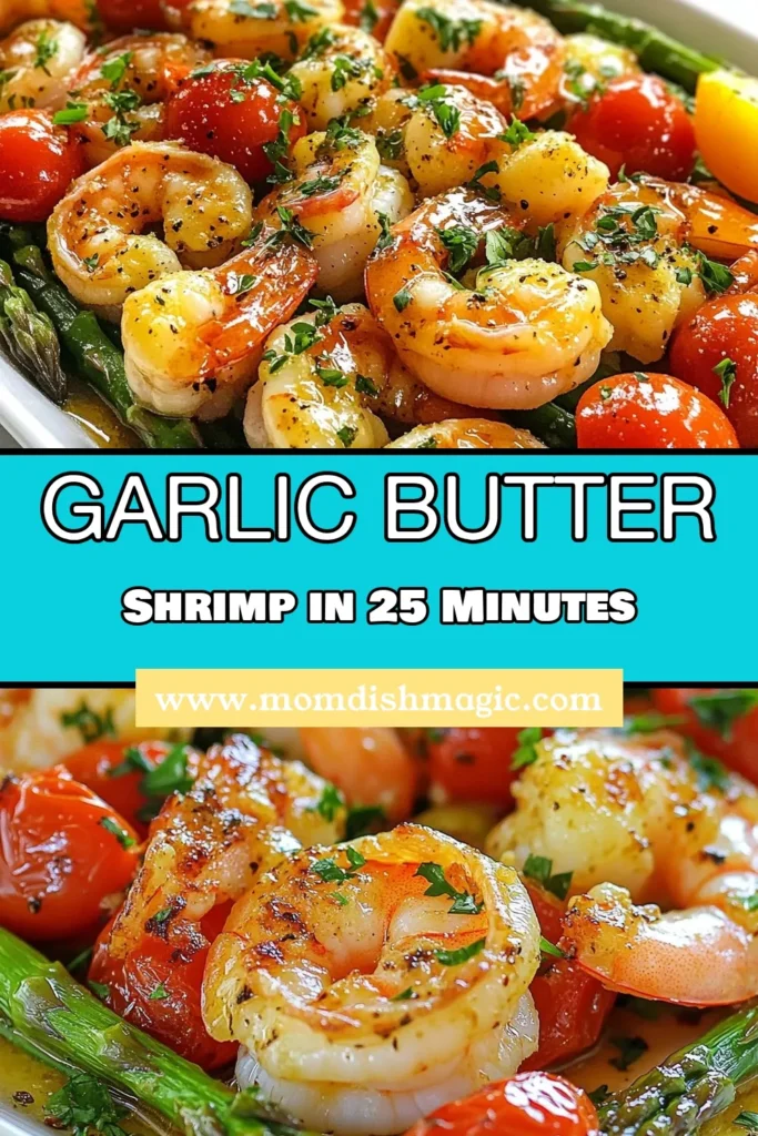 Discover the deliciousness of this sheet pan garlic butter shrimp recipe that's perfect for busy weeknights! This easy shrimp recipe combines succulent shrimp and vibrant asparagus on one pan for minimal cleanup. With fresh garlic and zesty lemon, this garlic shrimp recipe brings flavor to your table in just 25 minutes! Try this shrimp and asparagus sheet pan dish for a quick, satisfying dinner. Save the recipe for later! #SheetPanShrimp #EasyShrimpRecipe #GarlicShrimp #ShrimpAndAsparagus