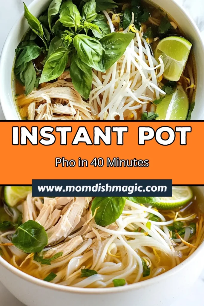Discover the deliciousness of Instant Pot Chicken Pho with this easy chicken pho recipe! Perfect for any night, this Vietnamese pho soup is made with tender chicken, homemade pho noodles, and aromatic spices. Quick and simple, it's one of the best Instant Pot Asian recipes you'll try. Dive into a warm, flavorful bowl of comfort today! Don’t forget to save this recipe for later! #InstantPotChickenPho #EasyChickenPhoRecipe #VietnamesePhoSoup #InstantPotAsianRecipes