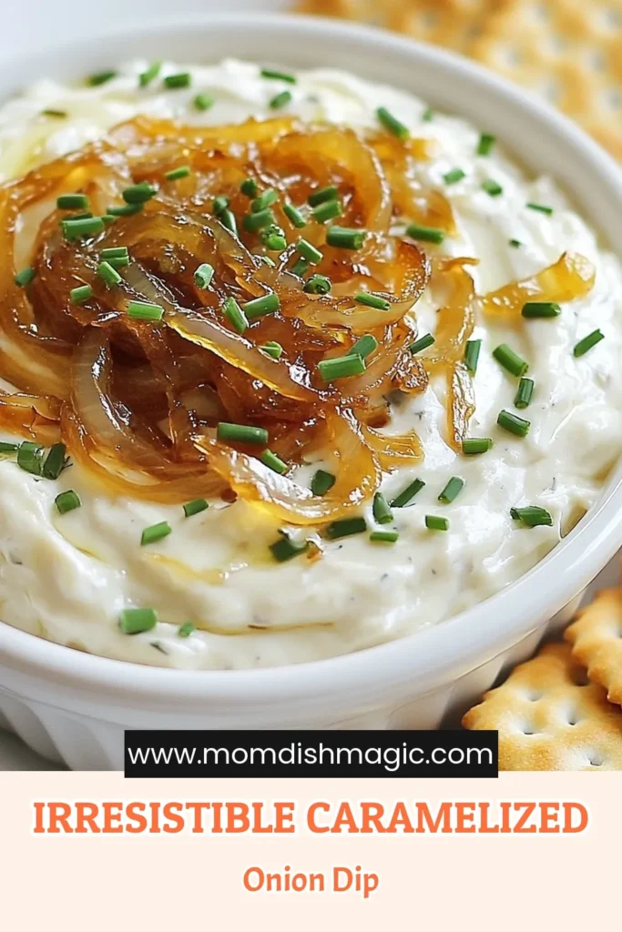 Indulge in this creamy caramelized onion dip that's perfect for your next gathering! This delicious homemade dip for crackers boasts the rich flavors of caramelized onions and fresh herbs. Easy to whip up, this herb dip recipe combines sour cream and cream cheese for ultimate creaminess. Ideal for parties, this sour cream onion dip will have everyone going back for more. Save this recipe now and impress your friends! #CaramelizedOnionDip #HomemadeDip #CreamyOnionDip #HerbDipRecipe
