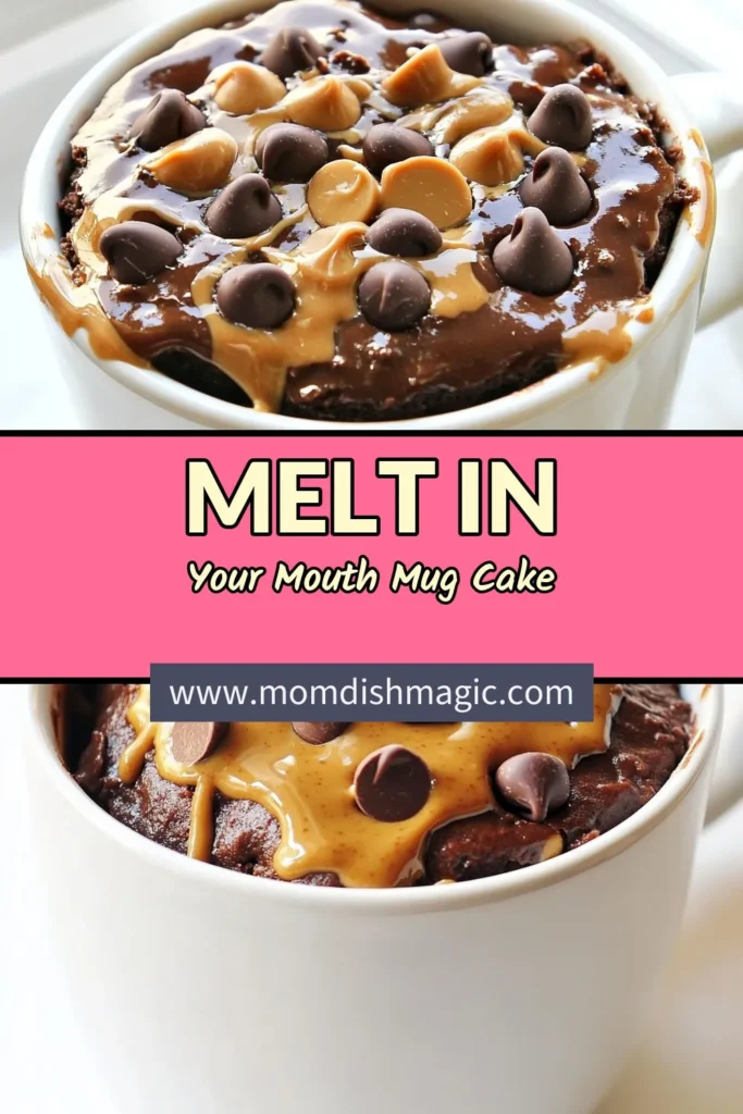 Satisfy your sweet tooth with this delicious chocolate peanut butter mug cake! This easy microwave mug cake is the perfect quick dessert recipe for anyone craving an indulgent chocolate treat. With just a few simple ingredients, you can whip up a delightful single serve mug cake in minutes. Make it today and indulge in the rich flavors of chocolate and peanut butter! Save this recipe for a quick and tasty treat! #MugCake #ChocolateLovers #QuickDessert #PeanutButterDelight