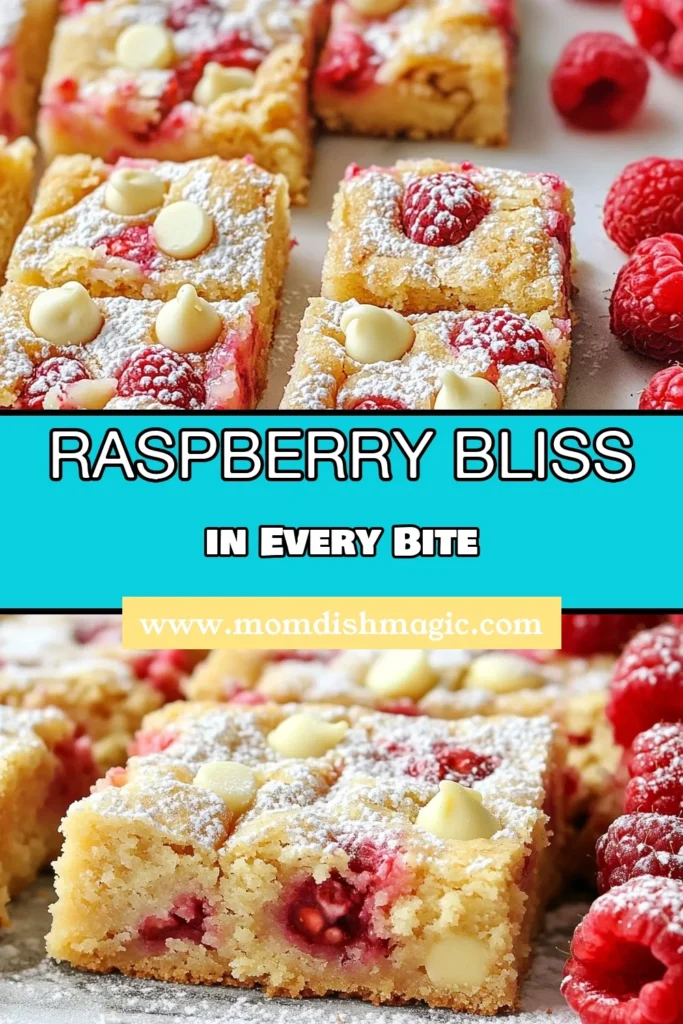 Indulge in these delightful Raspberry White Chocolate Blondies, the perfect blend of sweet and tart in an easy blondie recipe. These raspberry dessert bars feature creamy white chocolate for a rich flavor that everyone will love. Homemade blondies are a hit at any gathering, and this recipe makes baking a breeze. Save it now to impress your friends and family! #RaspberryWhiteChocolateBlondies #EasyBlondieRecipe #RaspberryDessertBars #HomemadeBlondiesRecipe
