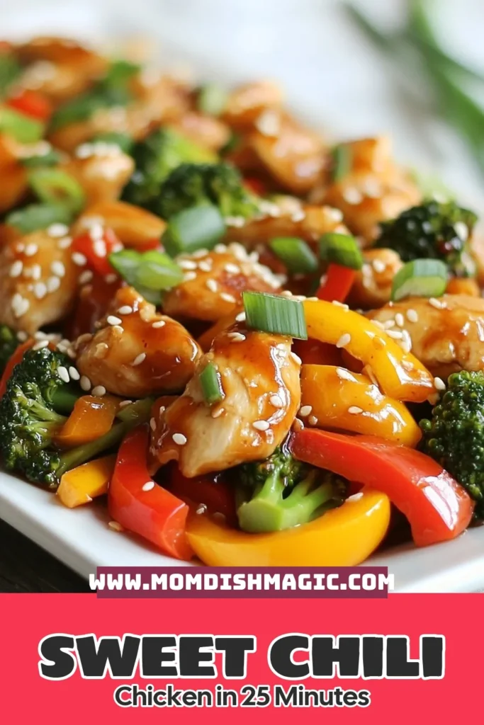 Looking for a delicious and Easy Chicken Stir-Fry Recipe? Try this Sweet Chili Chicken Stir-Fry! In just 30 minutes, you can whip up a Quick Healthy Dinner packed with chicken and vibrant vegetables. With the perfect balance of sweet and savory, this Chicken and Vegetable Stir-Fry is a weekday hit! Ready to impress your family? Save this recipe now for your next meal idea! #SweetChiliChickenStirFry #EasyDinner #HealthyRecipes #30MinuteMeals